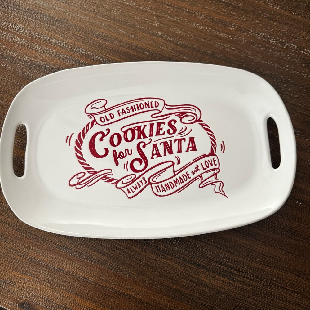 Gibson Home Vintage Christmas Cookies for santa stoneware Tray